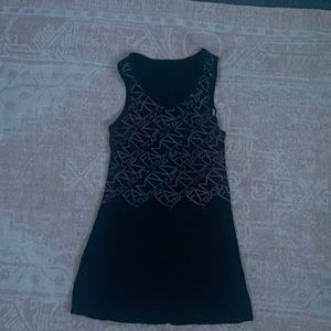 Black tank top with colored blue n pink design on back and front